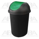 Bote de basura 45 L Negro con Tapa Balancín Verde 8706VD Sablón