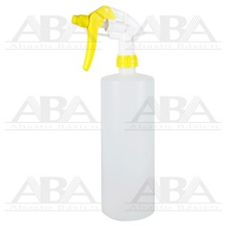 Atomizador uso rudo reforzado amarillo con botella cilíndrica 930 ml.